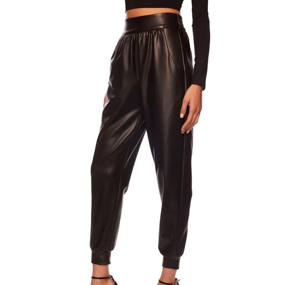 NWT Susana Monaco Black Faux Leather Joggers - Size Small - Picture 2 of 7